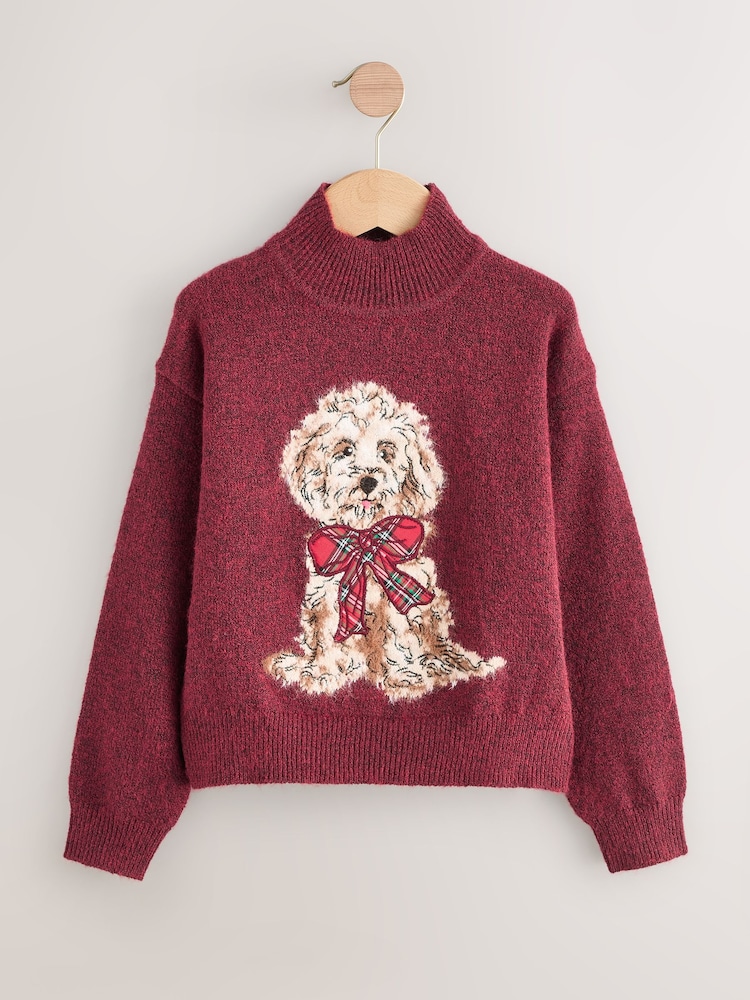 Red Christmas Dog Jumper (3-16yrs) - Image 1 of 4