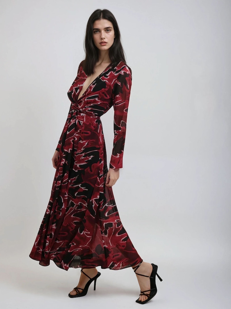 Religion Black Flash 2 Way Wrap Maxi Dress With Long Sleeves - Image 2 of 6