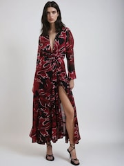 Religion Black Flash 2 Way Wrap Maxi Dress With Long Sleeves - Image 3 of 6