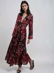 Religion Black Flash 2 Way Wrap Maxi Dress With Long Sleeves - Image 5 of 6