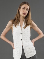 Religion White Fleet Waistcoat Top With Sequin Beading - Image 1 of 6