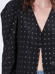 Religion Black Fleet Puff Sleeve Blouse With Sequins - Image 6 of 6