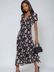 Religion Black Isabel Tea Dress In Dark Floral Print - Image 1 of 6