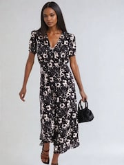 Religion Black Isabel Tea Dress In Dark Floral Print - Image 2 of 6