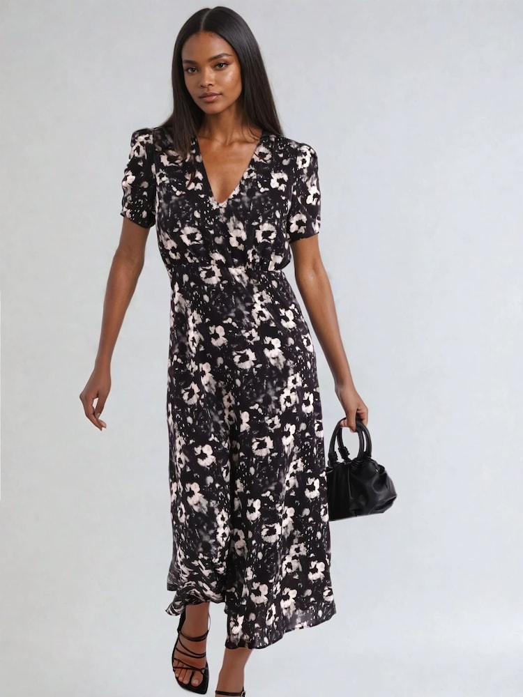 Religion Black Isabel Tea Dress In Dark Floral Print - Image 2 of 6