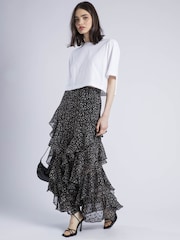 Religion Black Scarlet Full Drill Maxi Skirt In Cute Polka Dot - Image 1 of 6