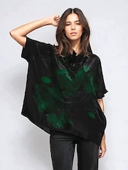 Religion Green Valeria Blouse With Tie Neck And Floral Placement Print - Image 1 of 6