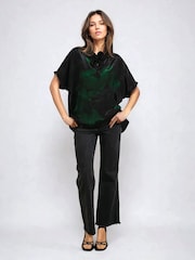 Religion Green Valeria Blouse With Tie Neck And Floral Placement Print - Image 2 of 6