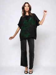 Religion Green Valeria Blouse With Tie Neck And Floral Placement Print - Image 3 of 6