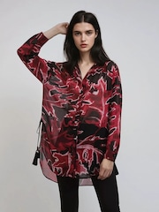 Religion Black Oversized Flash Shirt With Tassles - Image 1 of 6