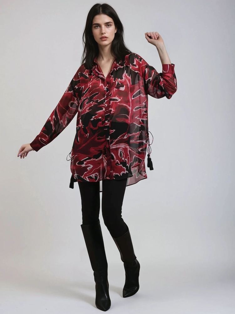 Religion Black Oversized Flash Shirt With Tassles - Image 6 of 6