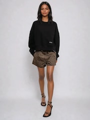 Religion Natural Maeva 100% Cotton Shorts In Mixed Leopard Print - Image 1 of 5