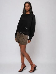 Religion Natural Maeva 100% Cotton Shorts In Mixed Leopard Print - Image 5 of 5