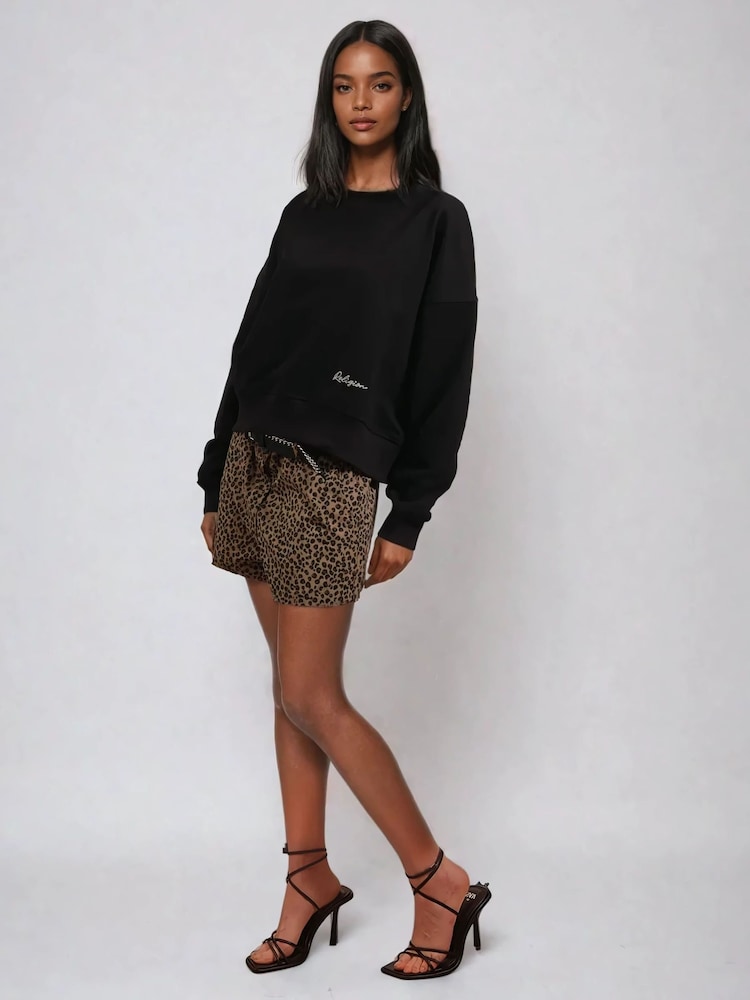 Religion Natural Maeva 100% Cotton Shorts In Mixed Leopard Print - Image 5 of 5