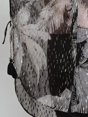 Religion Black Tanzanite Oversized Shirt In Metallised Fibre Palm Print With Tassels - Image 4 of 6