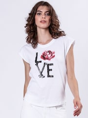 Religion White Spirit 100% Cotton T-Shirt With Love Graphic - Image 5 of 6