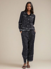 Religion Black Granite Denim Style 100% Cotton Jacket With All Over Studs - Image 2 of 6