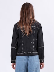 Religion Black Granite Denim Style 100% Cotton Jacket With All Over Studs - Image 4 of 6