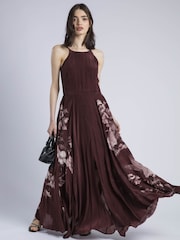 Religion Brown Inversion Maxi Dress In Placement Print - Image 1 of 6