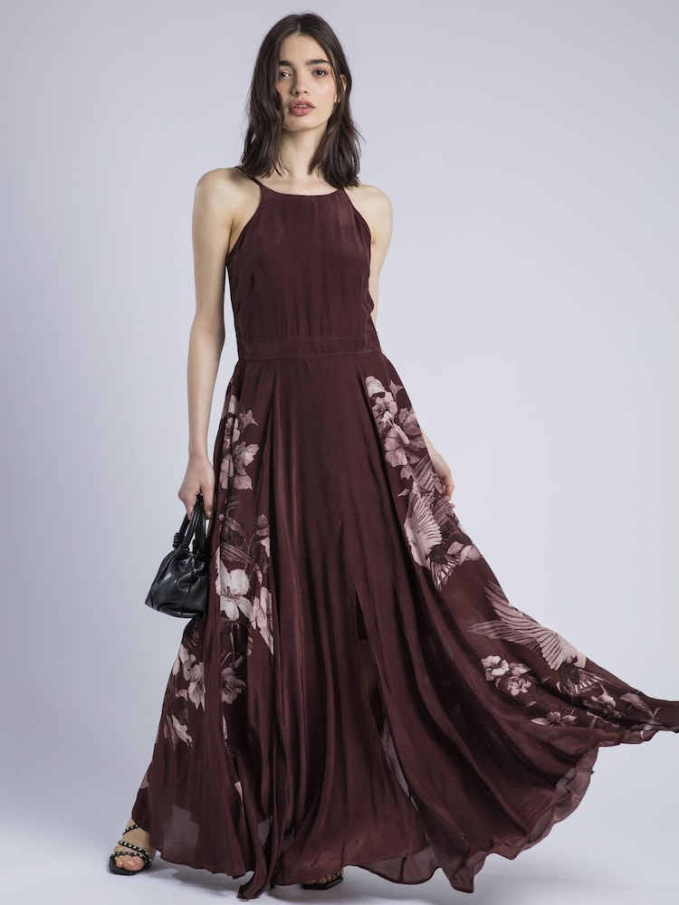 Religion Brown Inversion Maxi Dress In Placement Print - Image 1 of 6
