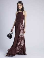 Religion Brown Inversion Maxi Dress In Placement Print - Image 2 of 6