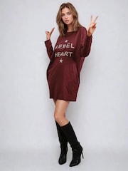Religion Red Rebel Tunic 100% Cotton Dress With Rebel Slogan And Beading - Image 1 of 5