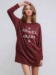 Religion Red Rebel Tunic 100% Cotton Dress With Rebel Slogan And Beading - Image 2 of 5