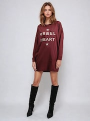 Religion Red Rebel Tunic 100% Cotton Dress With Rebel Slogan And Beading - Image 5 of 5
