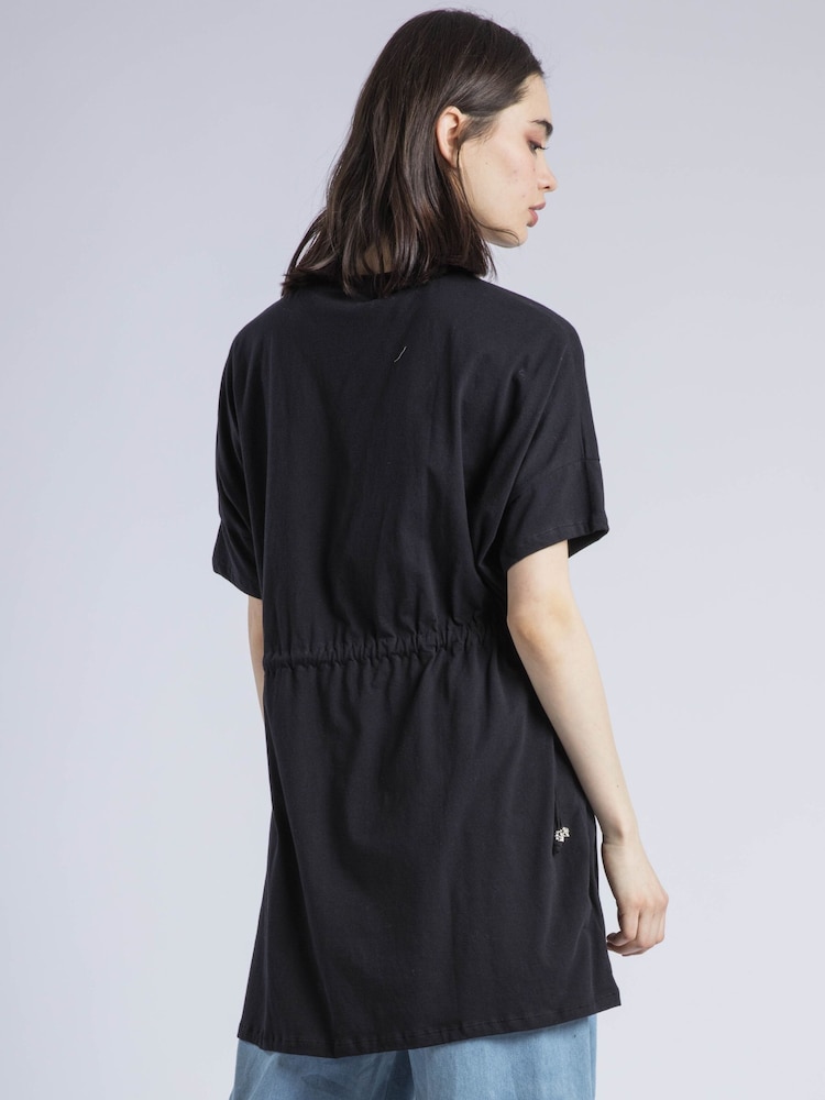 Religion Black Heart 100% Cotton Dress With Slogan Rock N Roll And Beading - Image 2 of 5