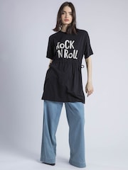 Religion Black Heart 100% Cotton Dress With Slogan Rock N Roll And Beading - Image 4 of 5