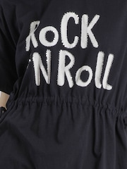 Religion Black Heart 100% Cotton Dress With Slogan Rock N Roll And Beading - Image 5 of 5