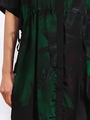 Religion Green Jade Tunic Dress With Large Pink Floral Placement Print - Image 4 of 6