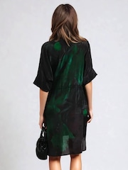 Religion Green Jade Tunic Dress With Large Pink Floral Placement Print - Image 5 of 6