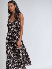 Religion Black Element Bias Cut Maxi Slip Dress In Linen Mix - Image 1 of 6