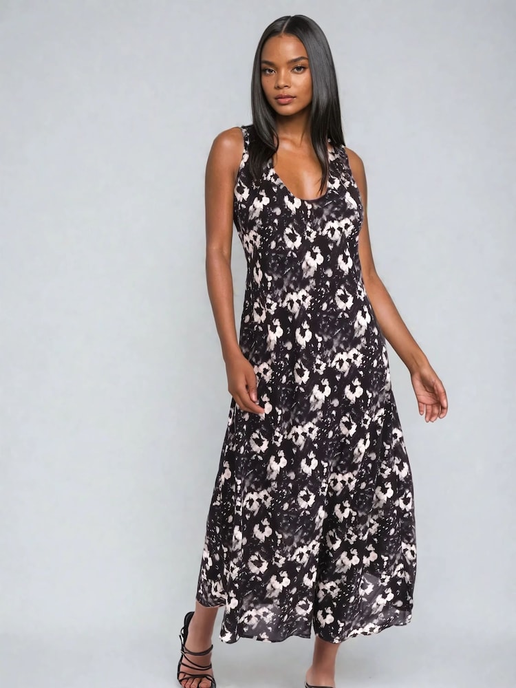 Religion Black Element Bias Cut Maxi Slip Dress In Linen Mix - Image 2 of 6