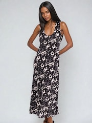 Religion Black Element Bias Cut Maxi Slip Dress In Linen Mix - Image 3 of 6