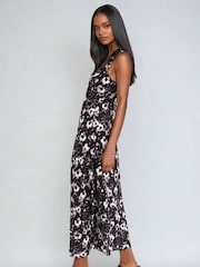 Religion Black Element Bias Cut Maxi Slip Dress In Linen Mix - Image 5 of 6