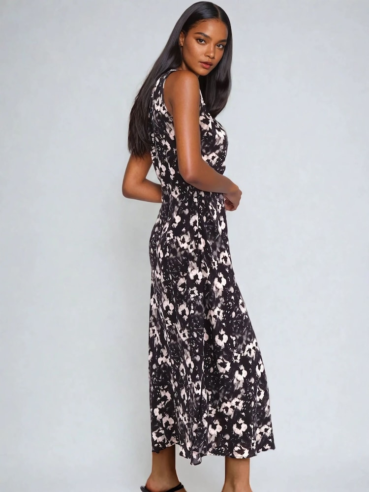 Religion Black Element Bias Cut Maxi Slip Dress In Linen Mix - Image 6 of 6