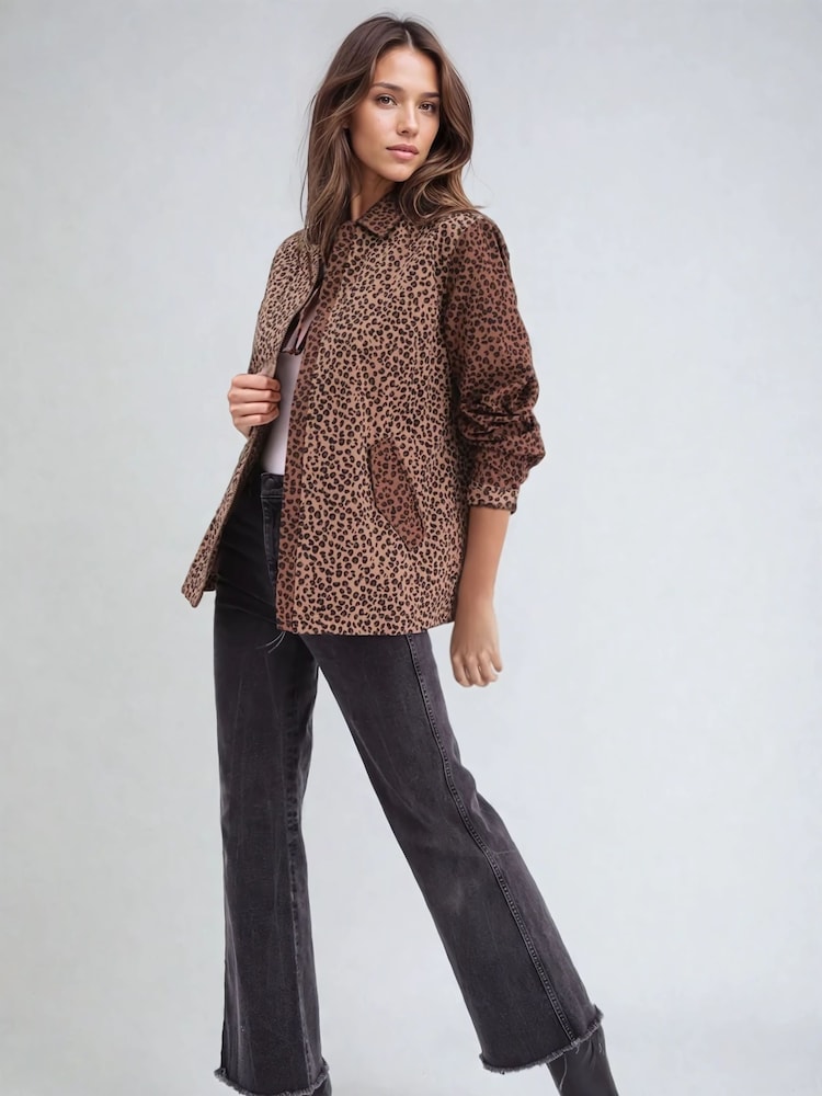 Religion Natural Maeva Shirt In Mixed Leopard Print And Zip Fastening - Image 2 of 6
