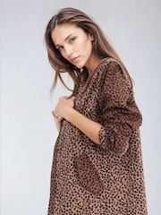 Religion Natural Maeva Shirt In Mixed Leopard Print And Zip Fastening - Image 3 of 6