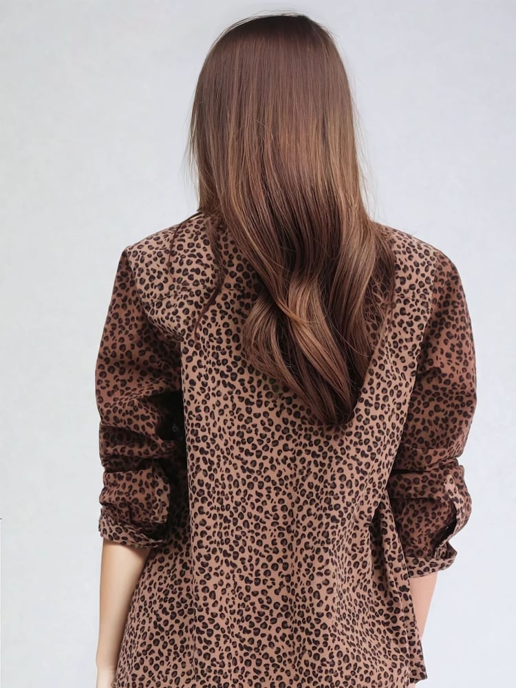 Religion Natural Maeva Shirt In Mixed Leopard Print And Zip Fastening - Image 5 of 6