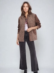 Religion Natural Maeva Shirt In Mixed Leopard Print And Zip Fastening - Image 6 of 6