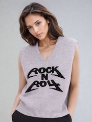Religion Grey Rebel Knitted Slogan Tank Jumper - Image 1 of 6