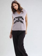 Religion Grey Rebel Knitted Slogan Tank Jumper - Image 6 of 6