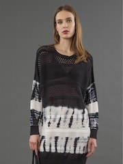 Religion Black Spinel Tie Dye Knitted Tunic 100% Cotton Dress - Image 1 of 6