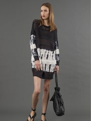 Religion Black Spinel Tie Dye Knitted Tunic 100% Cotton Dress - Image 2 of 6