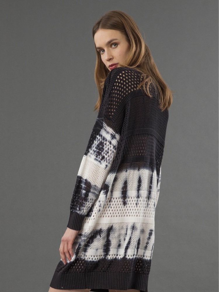 Religion Black Spinel Tie Dye Knitted Tunic 100% Cotton Dress - Image 3 of 6