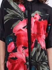 Religion Red Jade Tunic Dress With Large Pink Floral Placement Print - Image 4 of 6