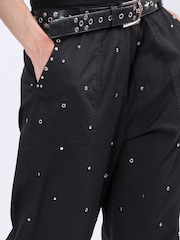 Religion Black Granite 100% Cotton Trousers With All-Over Studs - Image 4 of 6