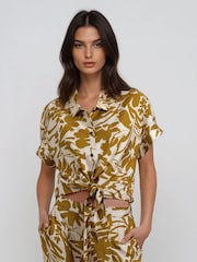 Religion Yellow Element Tie Front Shirt In Bright Floral Print - Image 1 of 6